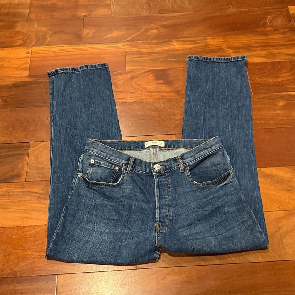 Mango MNG Denim Women's Medium Wash High‎ Waist Straight Leg Jeans Size 10